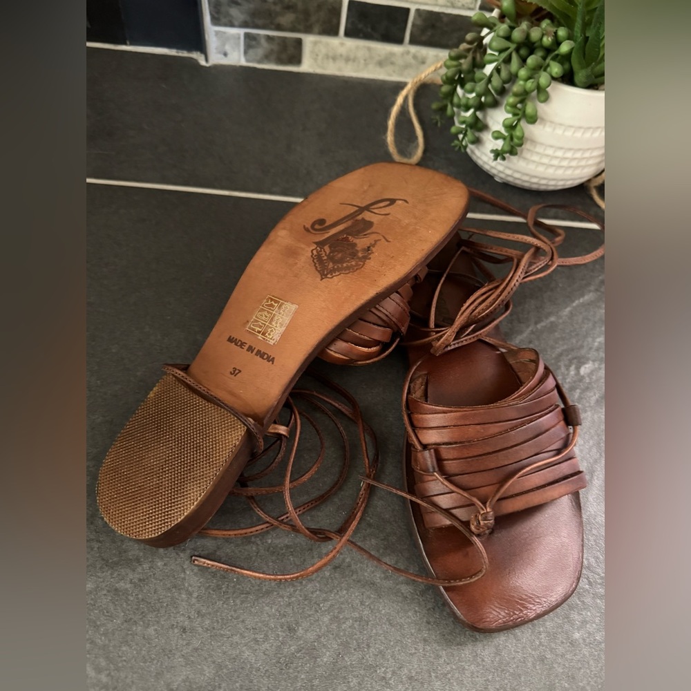 37 Free People Cami Huarache Wrap Leather Sandal